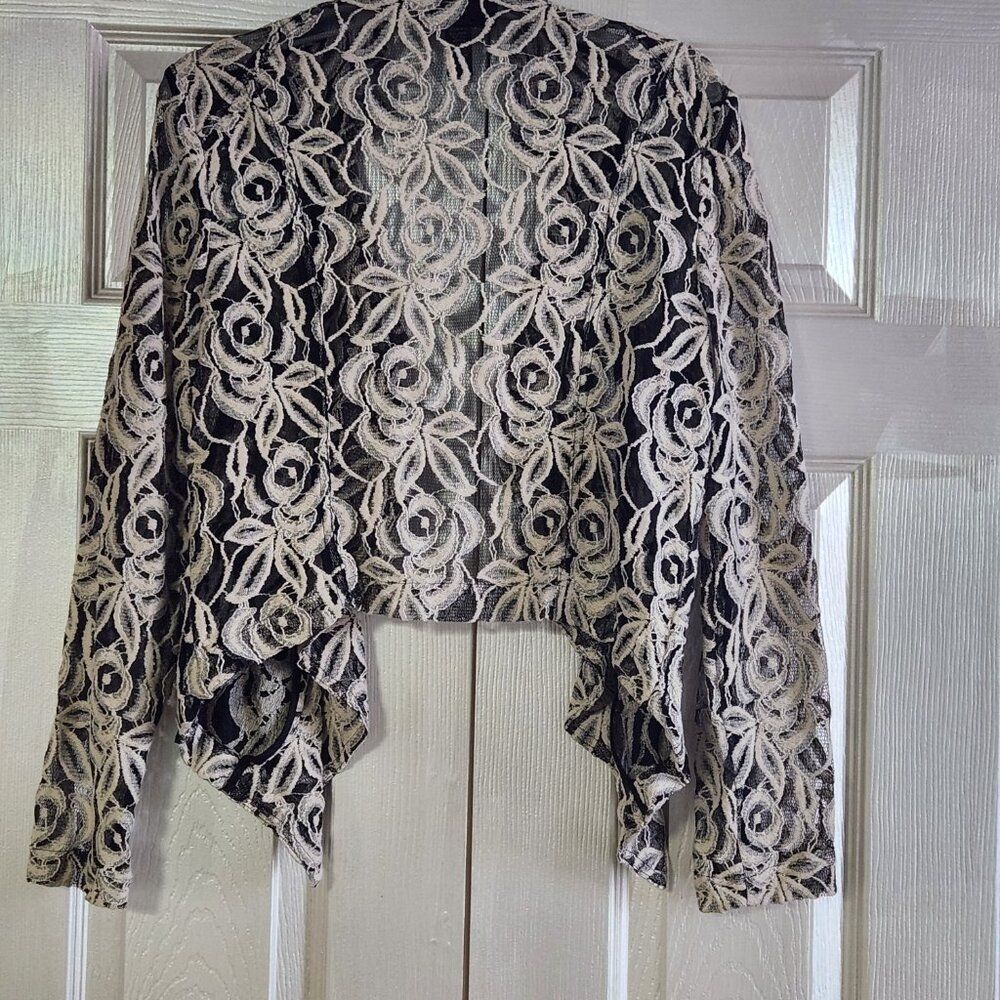 INC Lace Beige Black Swing Jacket Size L - Picture 4 of 4